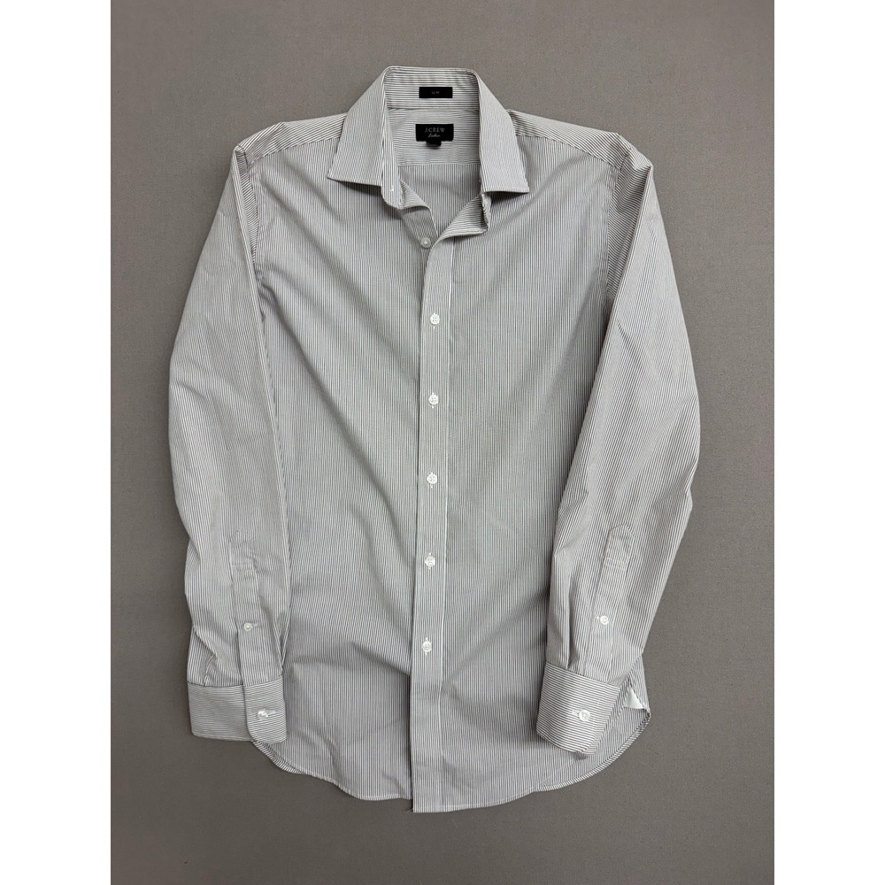 J.Crew Ludlow Slim Fit Dress Shirt Mens 14.5 32/33 Grey White Stripe Button Up